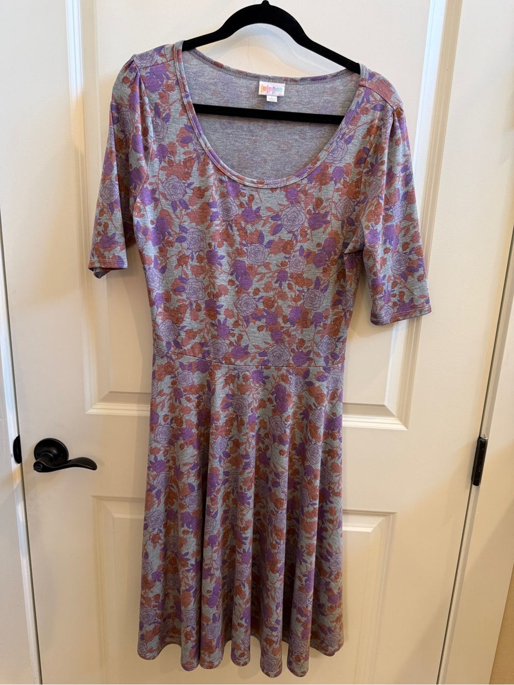 LuLaRoe Purple & Brown Floral Midi Dress